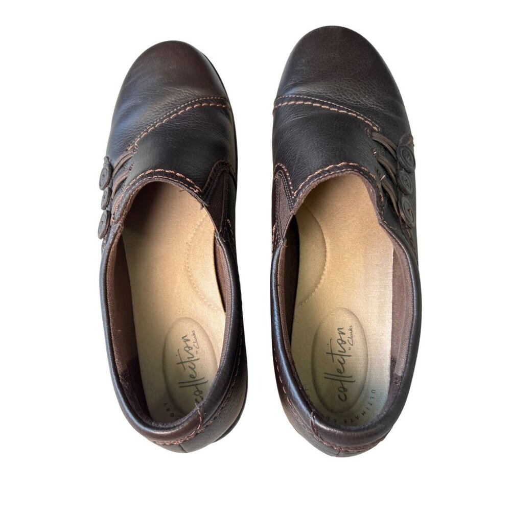 Clarks Ashland Effie Loafers Women's 9.5 Brown Leather Slip-On Comfort Support - Picture 8 of 15